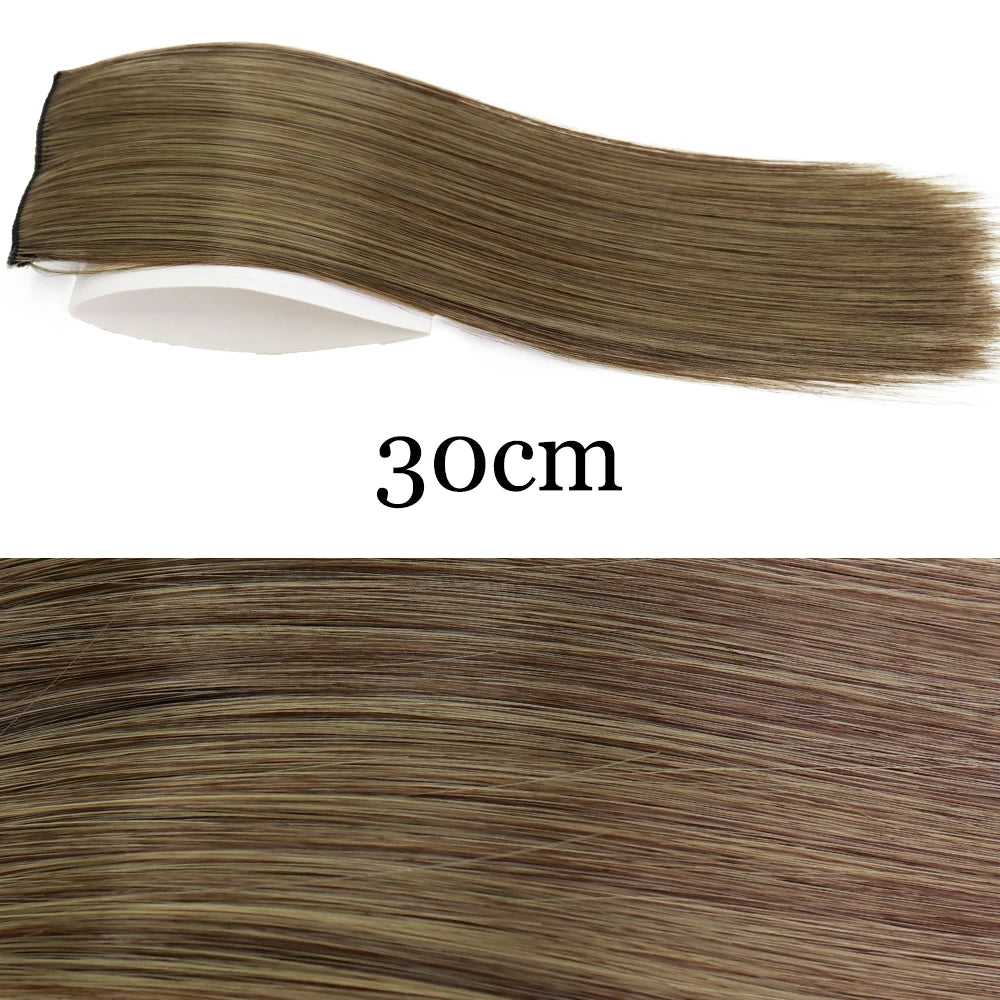 MERISI HAIR Synthetic Invisable Straight Hair Pads Clip In One Piece 2Clips Increase hair volume Hair Extensions Top Side Cover
