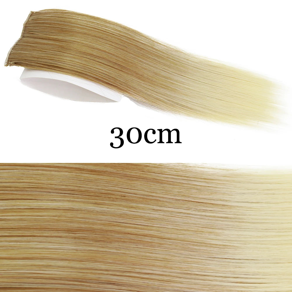 MERISI HAIR Synthetic Invisable Straight Hair Pads Clip In One Piece 2Clips Increase hair volume Hair Extensions Top Side Cover