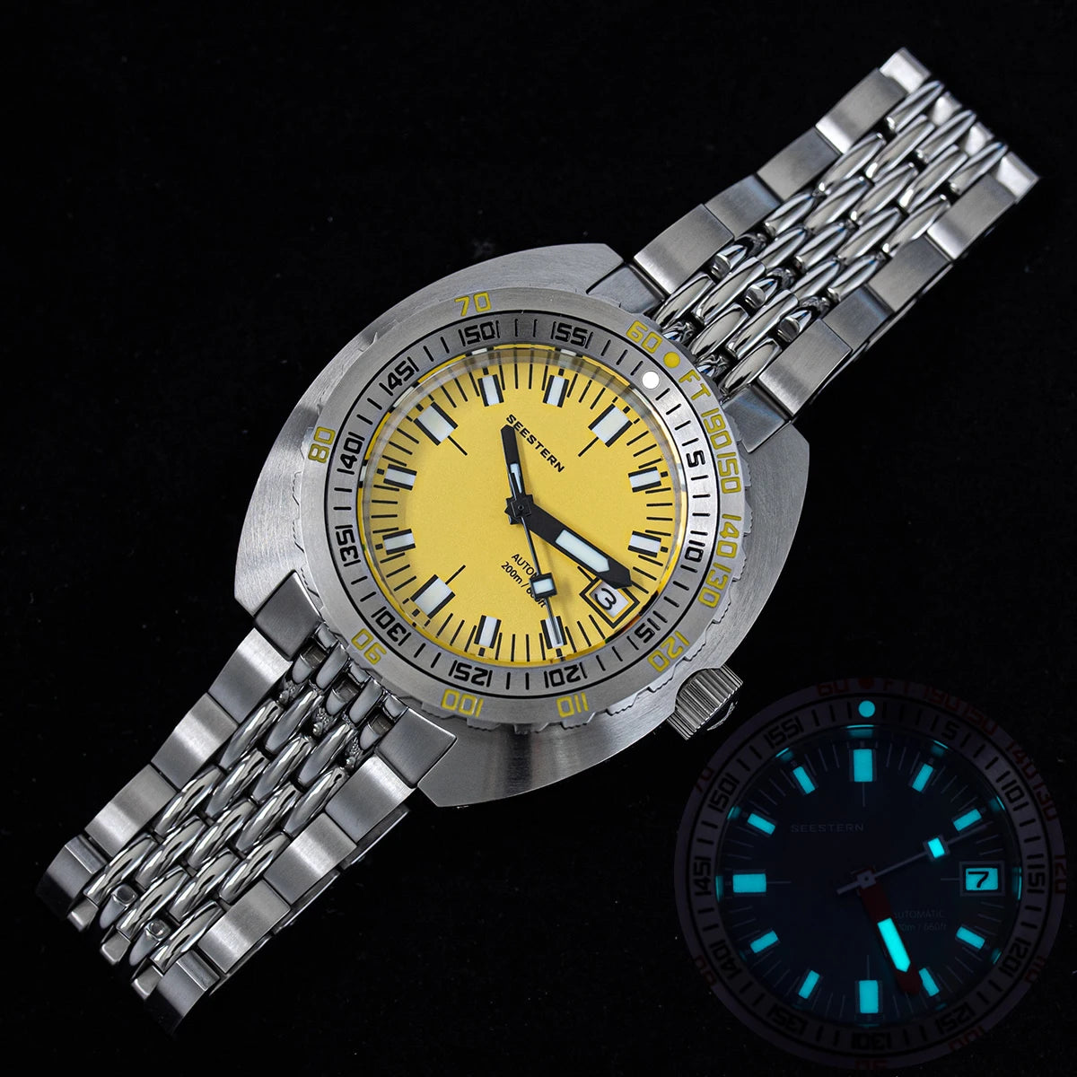 Top Brand Diver Watch Men SUB300T Automatic Mechanical Sapphire Glass Luminous Date 200m Turn Bracelet Seestern Wristwatch Retro