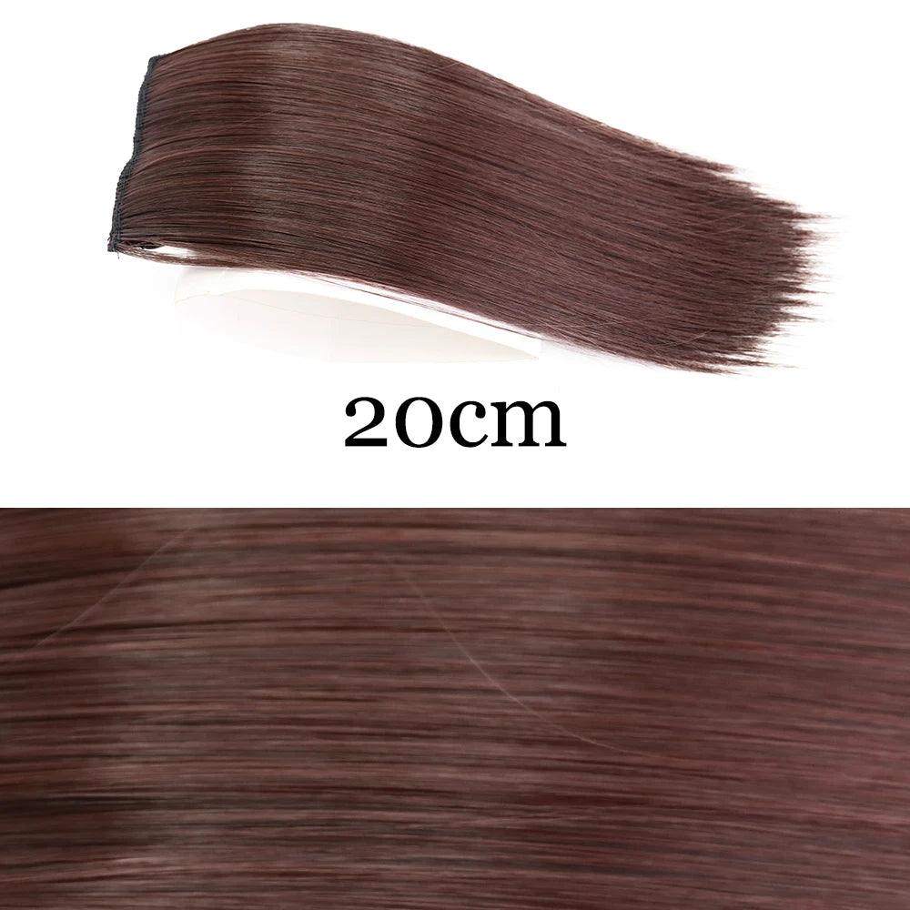 MERISI HAIR Synthetic Invisable Straight Hair Pads Clip In One Piece 2Clips Increase hair volume Hair Extensions Top Side Cover