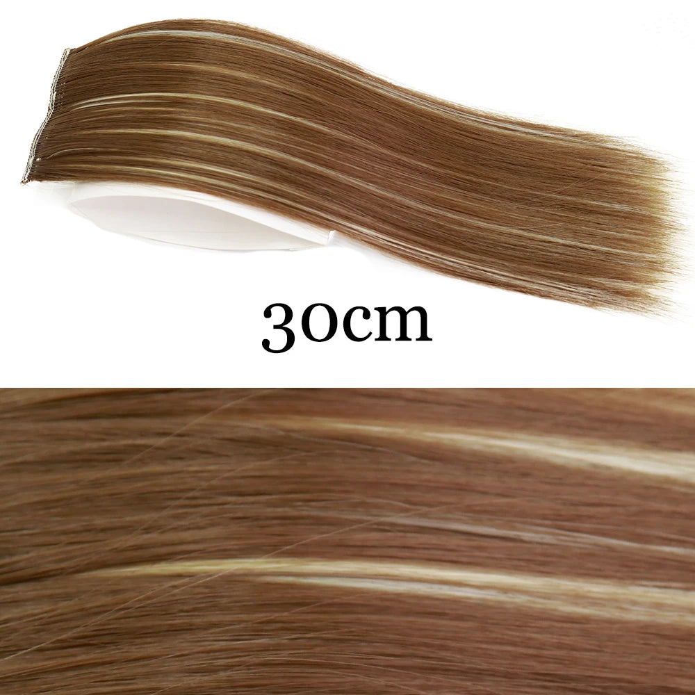MERISI HAIR Synthetic Invisable Straight Hair Pads Clip In One Piece 2Clips Increase hair volume Hair Extensions Top Side Cover