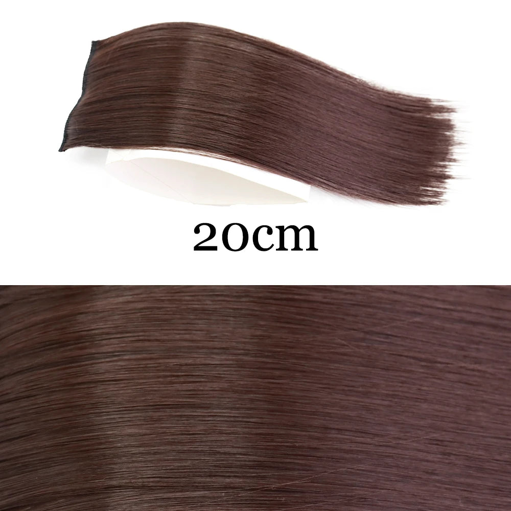 MERISI HAIR Synthetic Invisable Straight Hair Pads Clip In One Piece 2Clips Increase hair volume Hair Extensions Top Side Cover