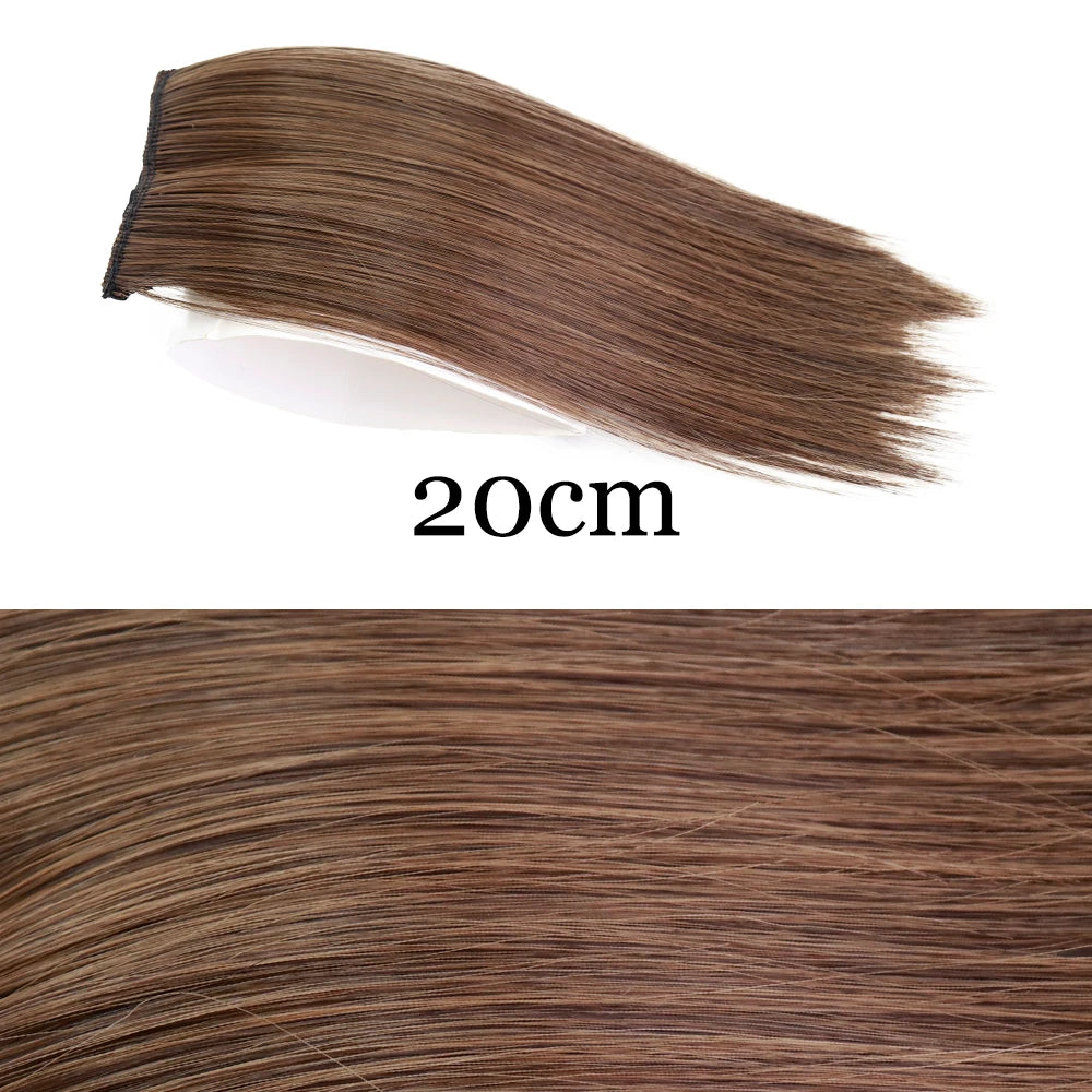 MERISI HAIR Synthetic Invisable Straight Hair Pads Clip In One Piece 2Clips Increase hair volume Hair Extensions Top Side Cover