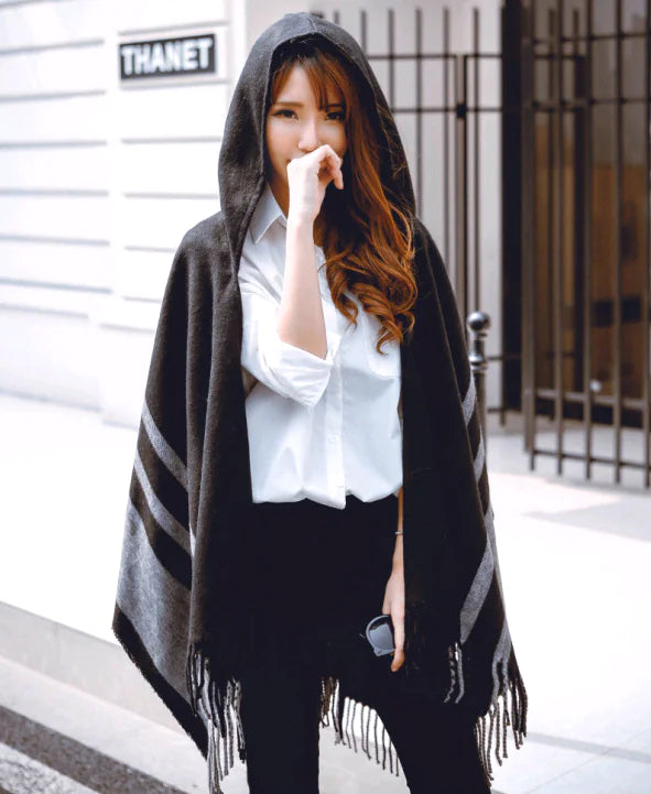 2020 Autumn Winter Women's Hooded Cape Scarf Shawl