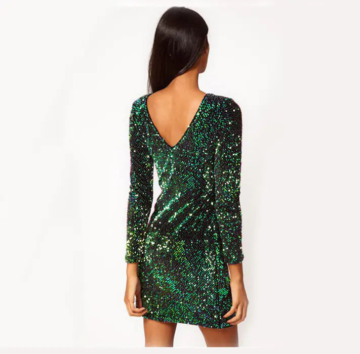 Sequin Backless Bodycon Pencil Dress in Stock