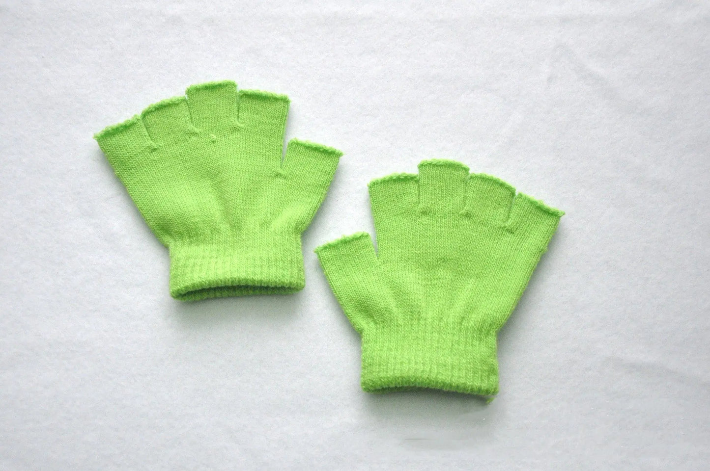 Children's Solid Color Warm Half-Finger Gloves