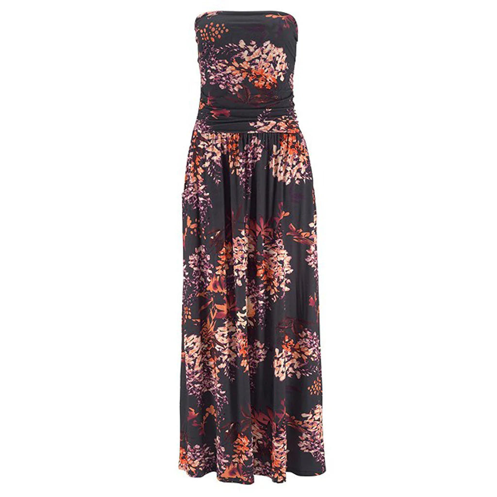 Women's Off-Shoulder Loose Multi-Color Maxi Dress