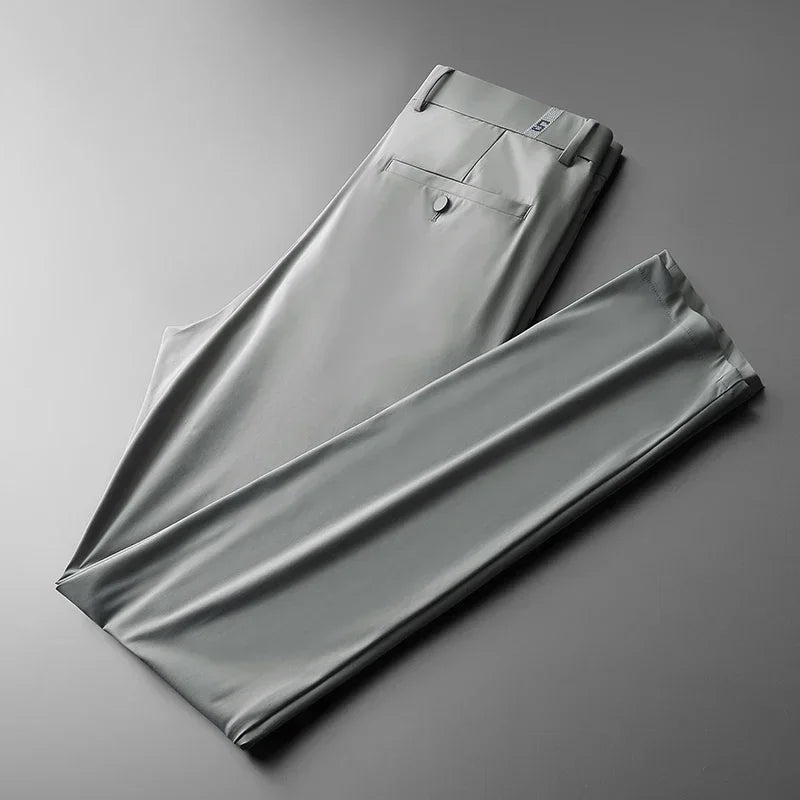 TFETTERS Brand Fashion Ice Silk Pant Men 2025 Spring and Summer Thin Breath Straight Casual Pants Comfortable Mid Loose Trousers