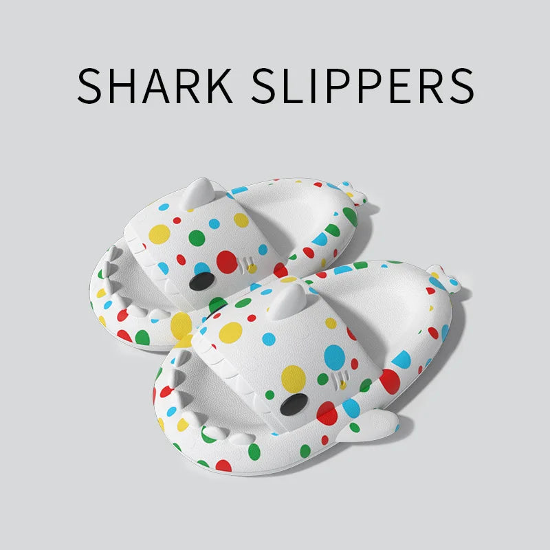 Women Shark Slippers Clapper flip flops House Cloud Platform Slides Summer Beach Sandals Men Male Shoes Fish Dot Cat Female