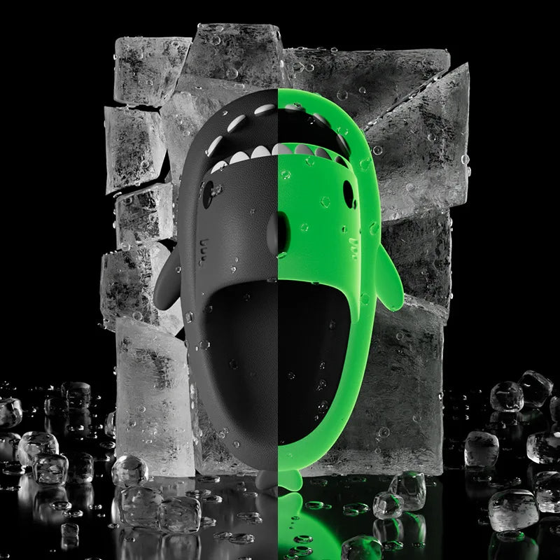 Halloween Pumpkin Night Light Shark Slippers Women Luminous Sandal Couple Home Non-slip Creative Slides Men Outside Flip Flops