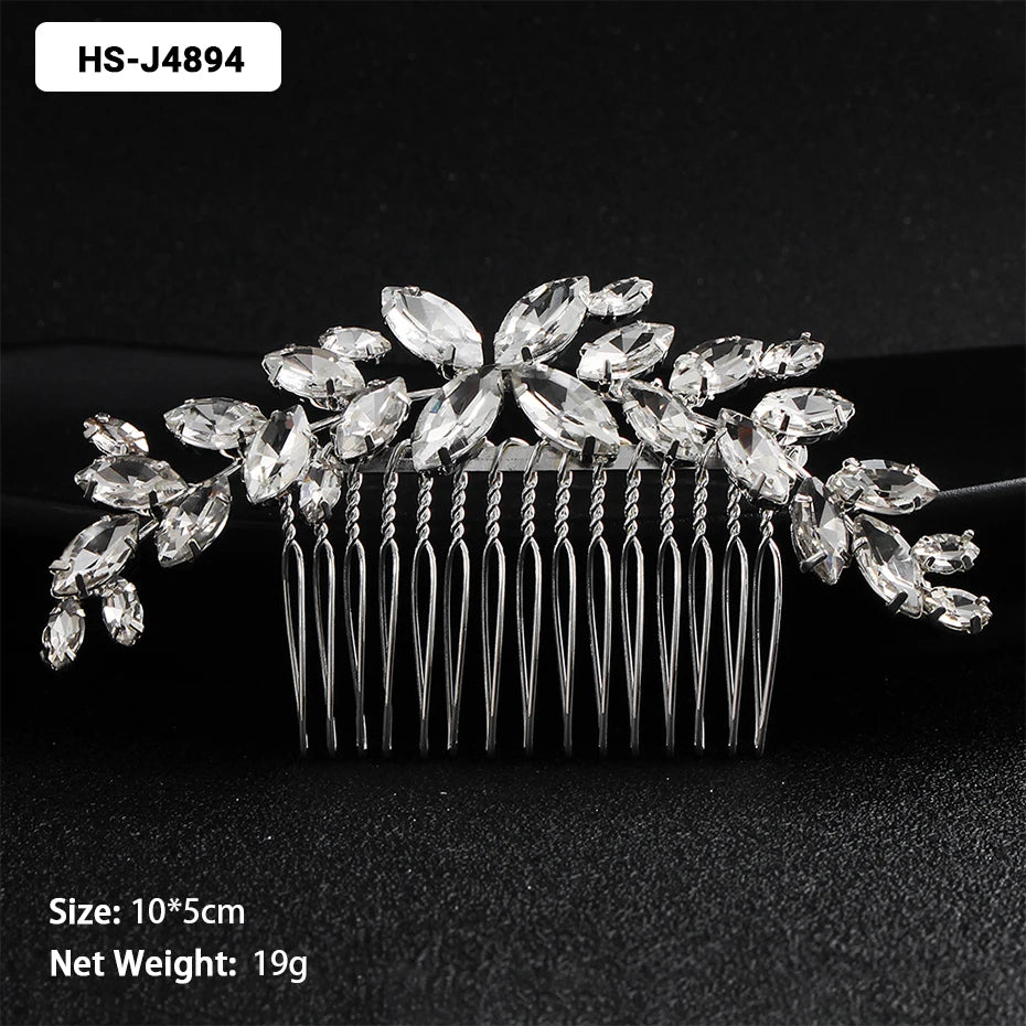 Efily Classic Silver Color Wedding Hair Combs Hairpins Crystal Rhinestone Bride Hair Accessories Women Tiara Bridal Hair Jewelry