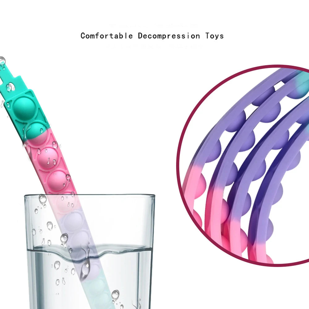 10/20/50PCS Bracelet Fidget Toys Push Stress Relief Bubble Sensory Toys Rainbow Silicone Bracelet Party Favors for Kids Adults