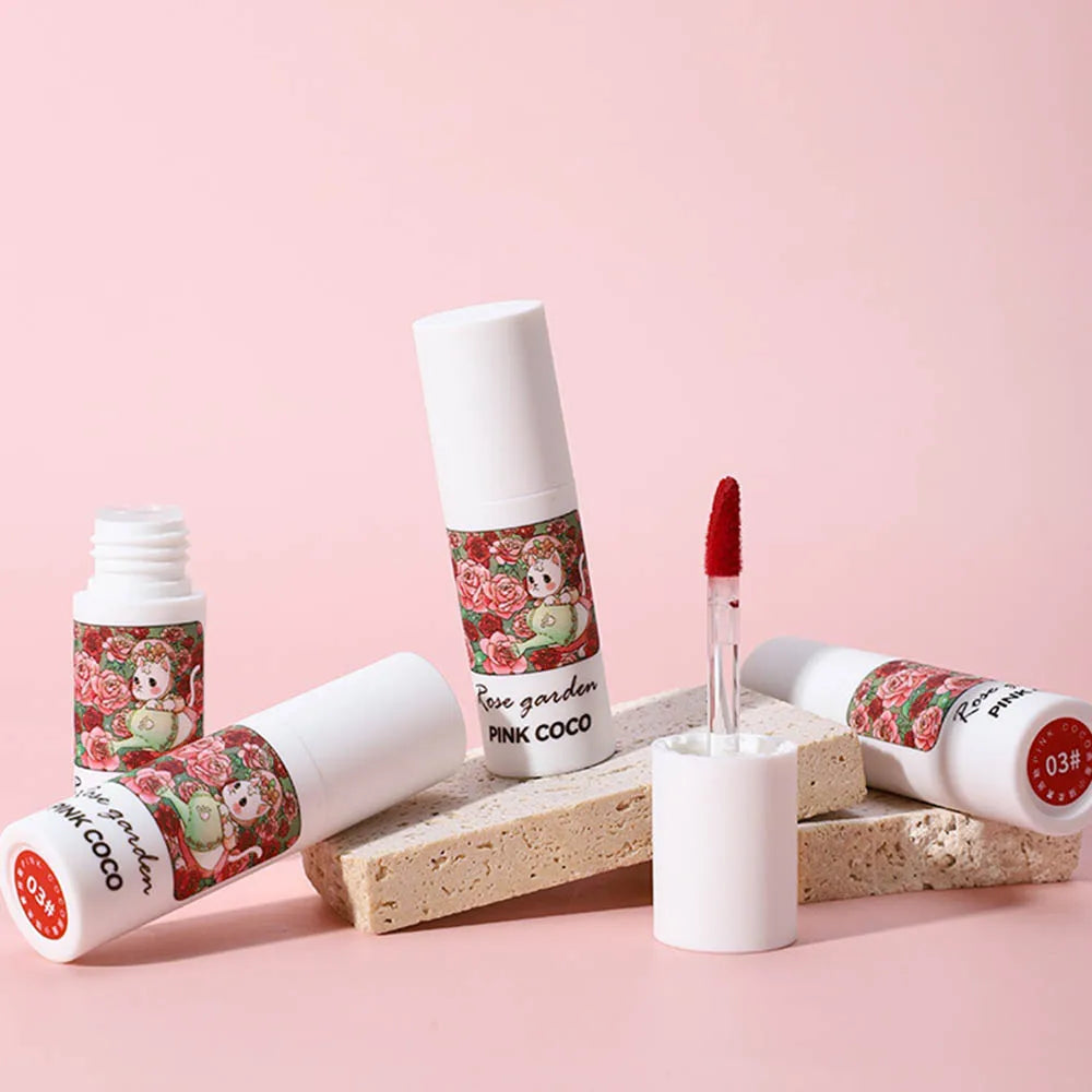 Rose Garden Matte Muse Lip Mud Liquid Lipstick Waterproof Nude Lip Gloss Long Lasting Non-stick Cup Sexy Women Lipgloss Cosmetic