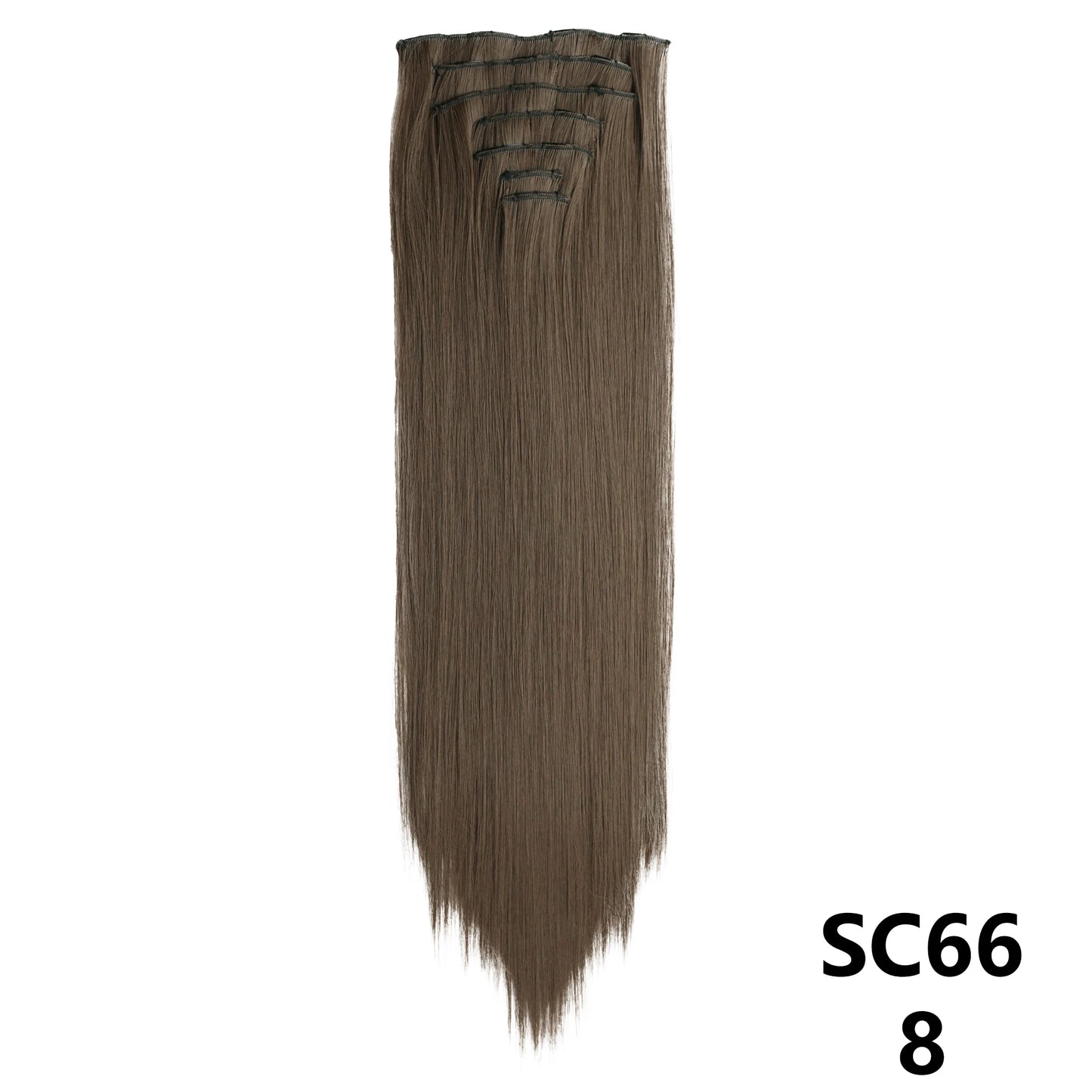 Long Straight Synthetic 16 Clips In Hair Extensions 7Pcs/Set High Temperature Fiber Black Brown Blonde Hairpiece For Women