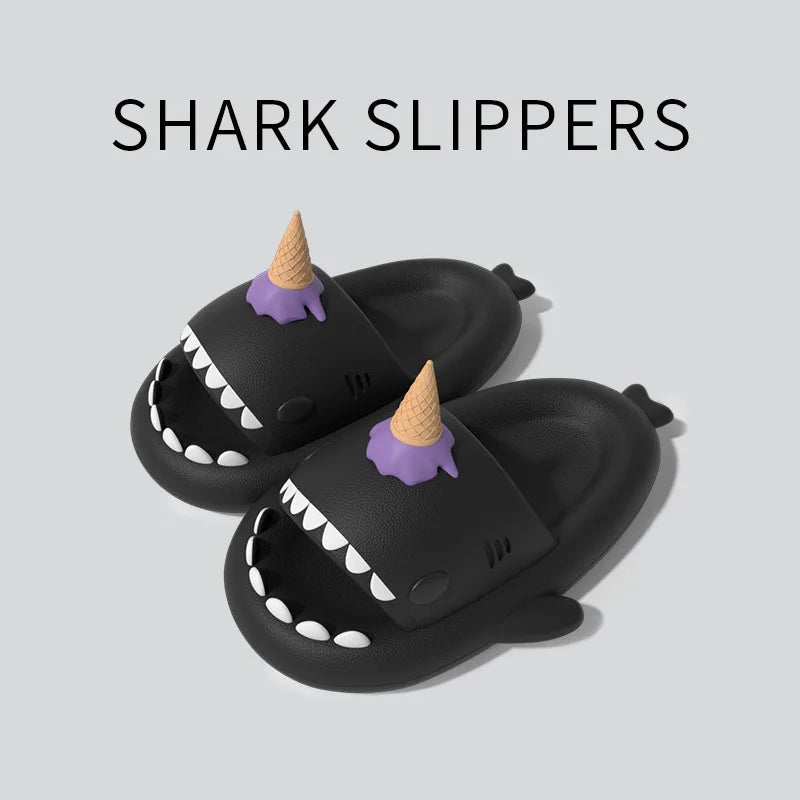 Women Shark Slippers Clapper flip flops House Cloud Platform Slides Summer Beach Sandals Men Male Shoes Fish Dot Cat Female