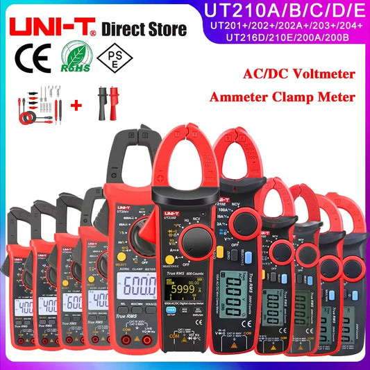 UNI-T UT210E UT202A UT204 Plus Clamp Meter AC/DC Digital Voltmeter Ammeter Pliers Multimeter Professional Electrical Multitester