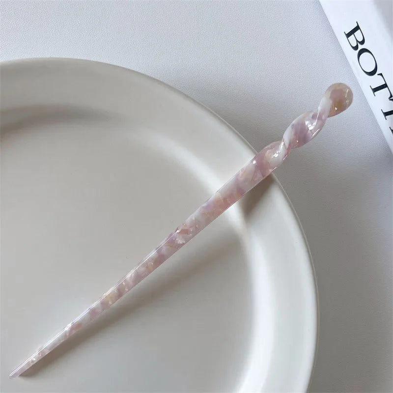 Vintage Chinese Style Hair Sticks for Women Girls Fashion Acetate Chopstick Shaped Hair Clips Pins Jewelry Hair Accessories