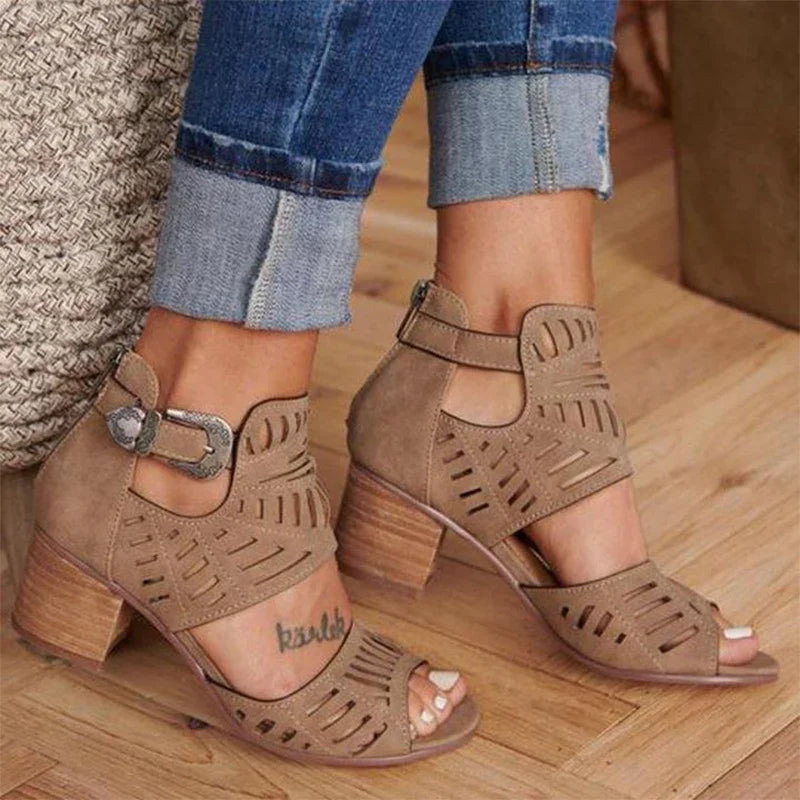 Women Wedge Mid Heel Summer Slip-on Buckle Ladies Shoes Artificial Open Toe Casual Wedding Pumps Sandalias Tailor-made Suits
