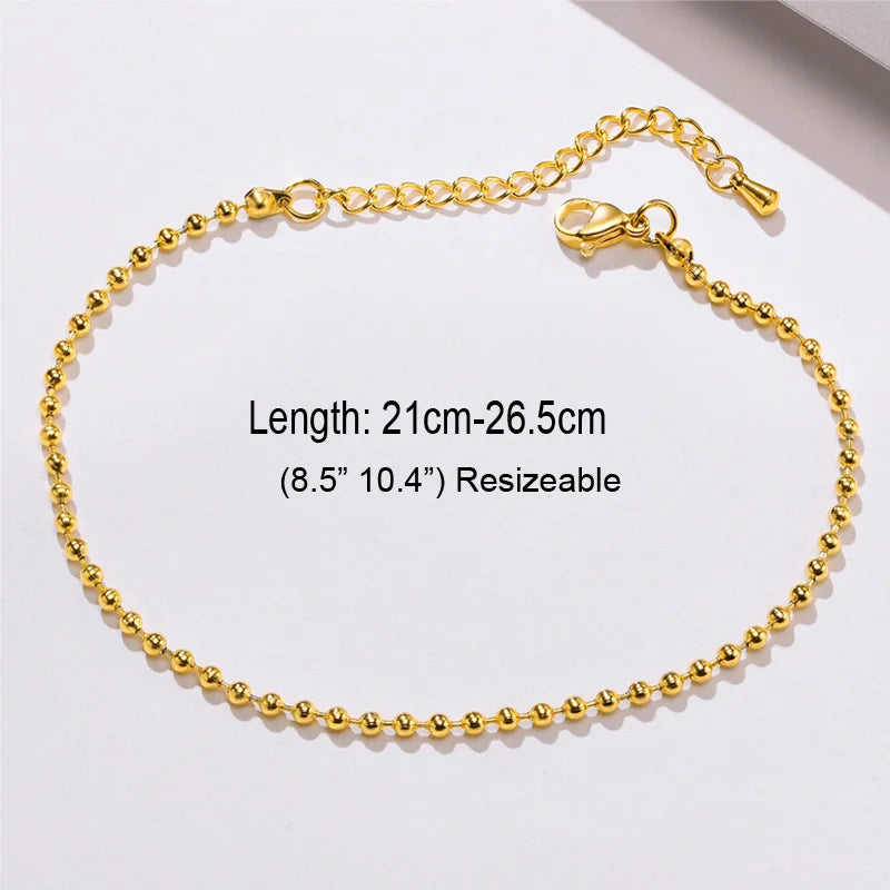 Snake Chain Anklet for Women Girls Adjustable Summer Beach Chain Anklet Bracelet Mother's Day Gifts Stainless Steel Not Allergic