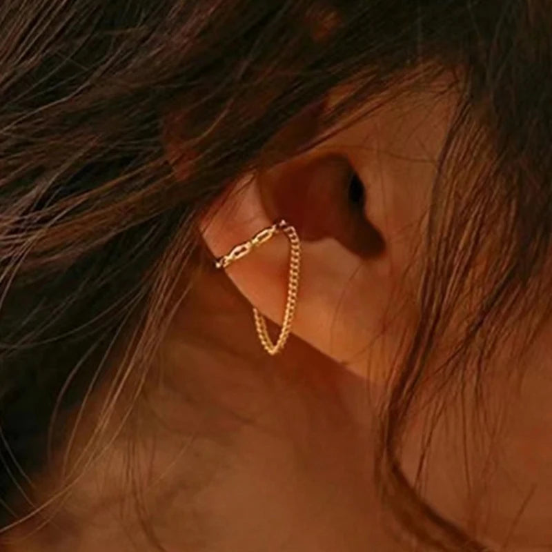 Punk Irregular Geometric Ear Cuff Earrings for Women Non-Piercing Metal Ear Clip Earring Fake Cartilage Fashion Jewelry Party