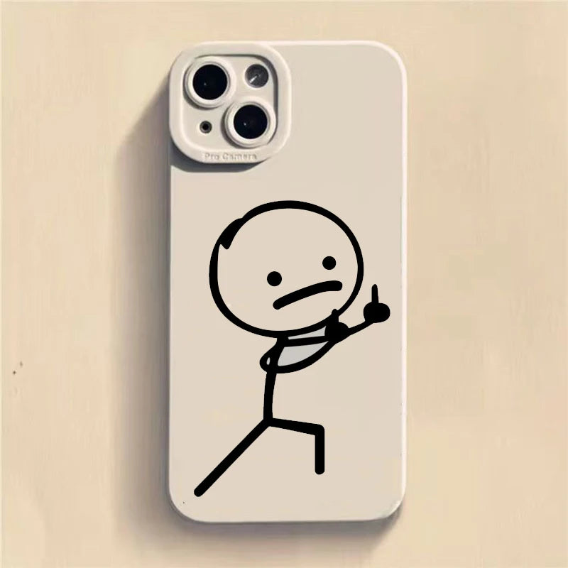 Cute Cartoon Matchman Matte Silicone Phone Case For iPhone 16 11 12 13 14 15 17 Pro Max XR XS X 7 8 Plus SE2 16E Soft Back Cover
