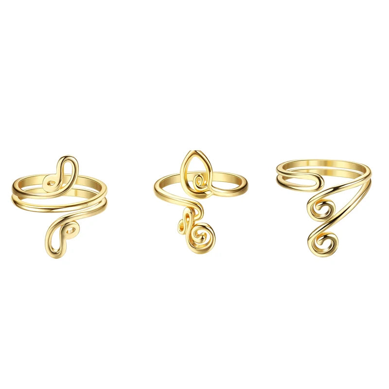 3Pcs Adjustable Toe Rings for Women Open African Toe Rings Summer Beach Foot Jewelry