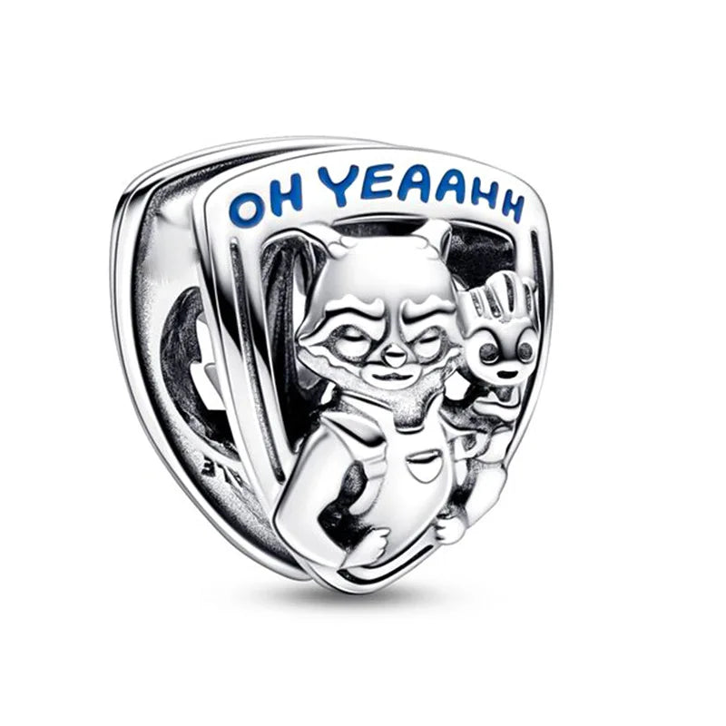 Disney Mickey Minnie Ice and Snow Princess Cartoon Series Pendant DIY Large Hole Zinc Charm Jewelry