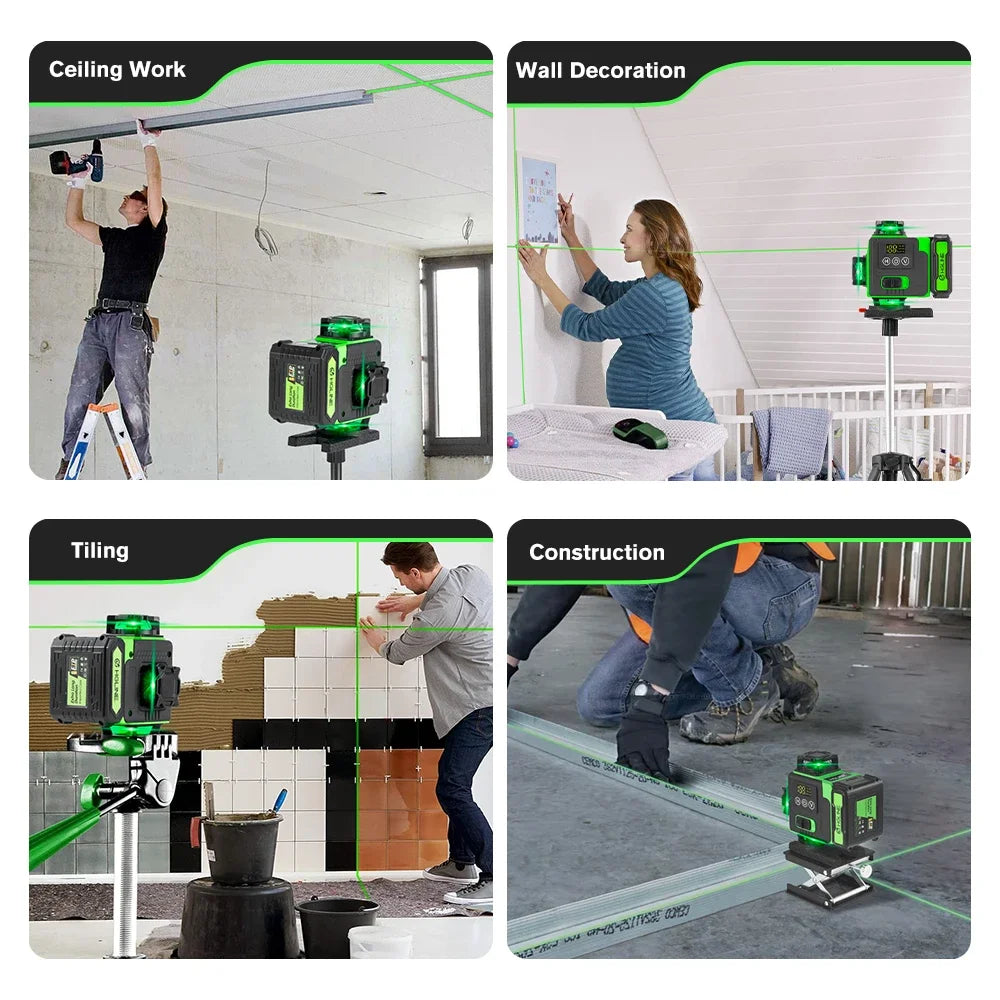 HGLINE 16 Lines Laser Level APP Remote Control Horizontal Vertical Levels Machine Power Display Laser Leveling With 100cm Tripod