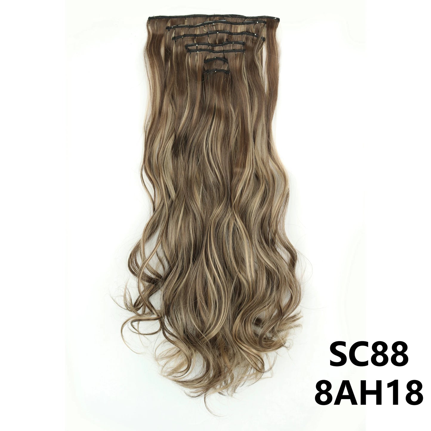 Long Straight Synthetic 16 Clips In Hair Extensions 7Pcs/Set High Temperature Fiber Black Brown Blonde Hairpiece For Women