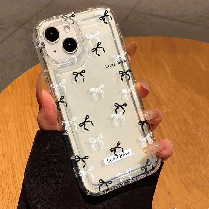 Colorful Bow Print Clear Case  For iPhone 17 16 14 13 12 11 15 Pro Max XR X XS 7 8 Plus Transparent Tpu Shockproof Phone Cover
