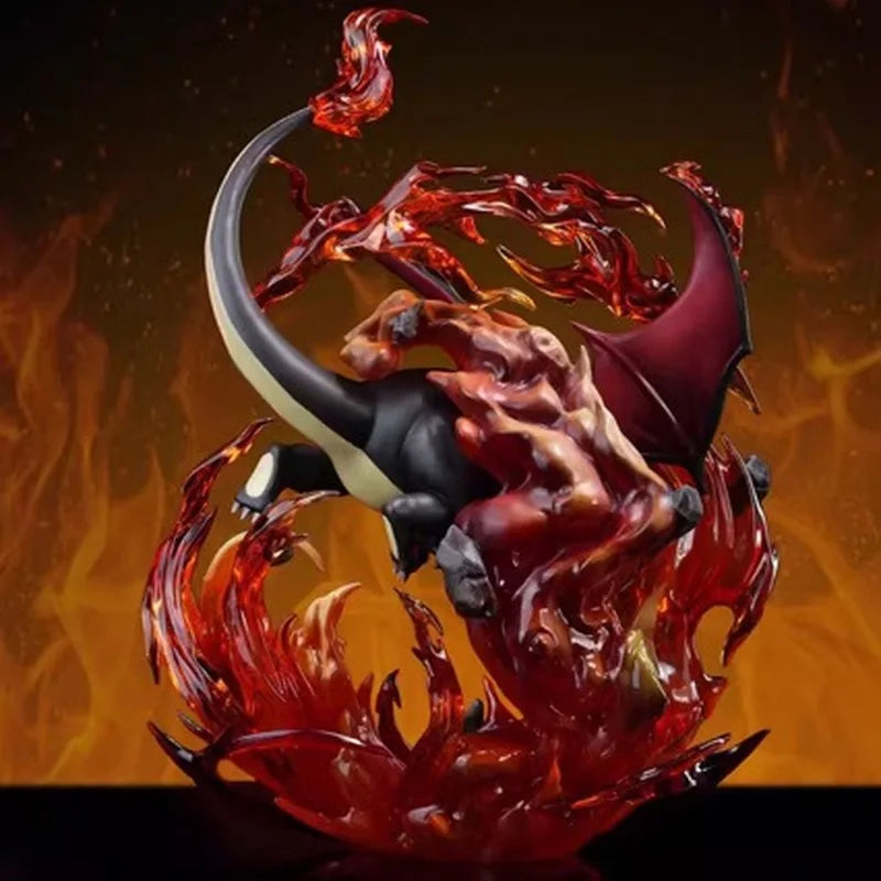 In Stock 20cm Anime Pok é Mon Fire Dragon Black Dragon Spray Fire 1/20 Magical Museum Action Cute Statue Model Toy Decoration