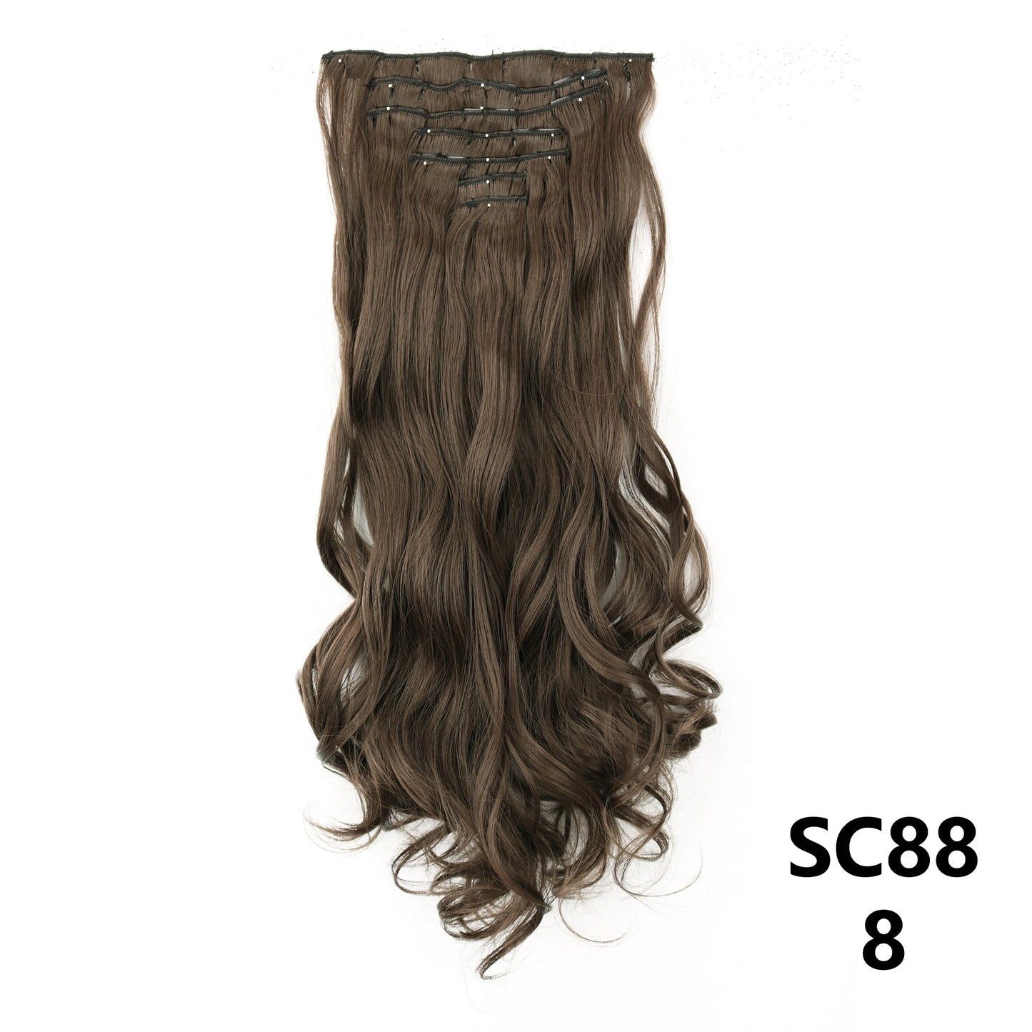Long Straight Synthetic 16 Clips In Hair Extensions 7Pcs/Set High Temperature Fiber Black Brown Blonde Hairpiece For Women