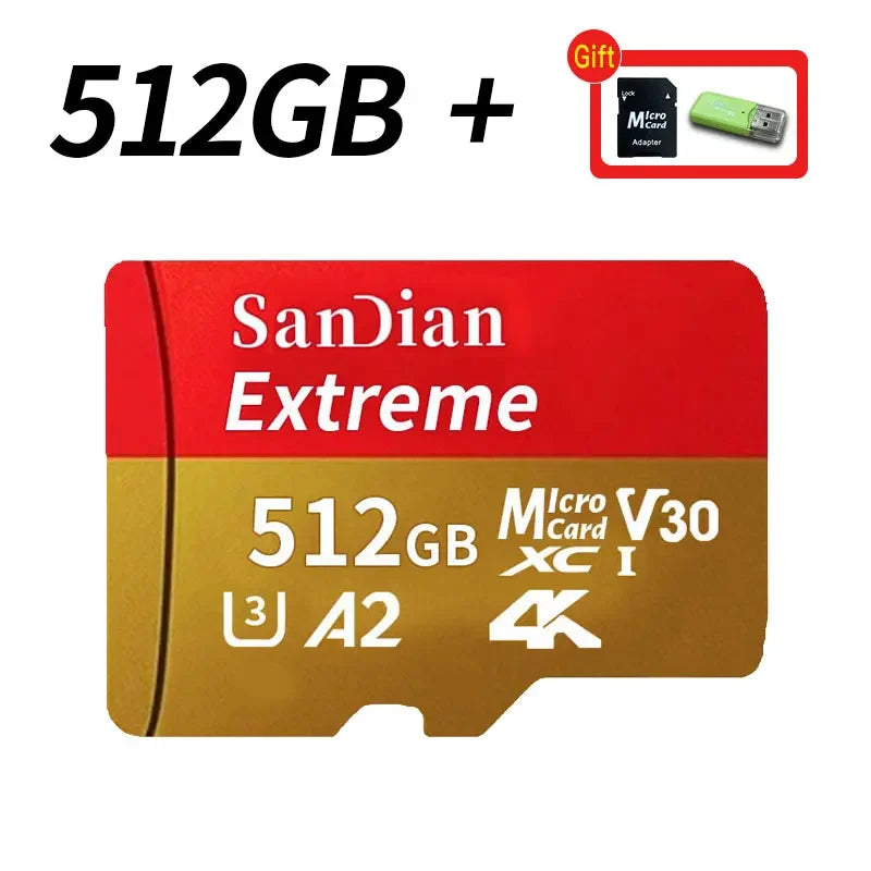Original Flash Card 512GB Memory Card Large Capacity Micro TF Card 128GB 256GB High Speed SD Cards for PC/Phone/Camera/Mac