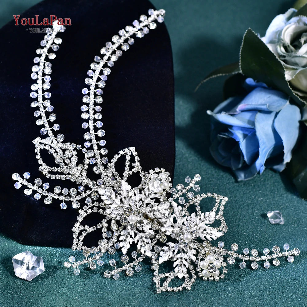 YouLaPan Wedding Hair Accessories Rhinestone Tiara Bridal Headdress Pageant Crown Woman Hair Clip Bridal Hairpin for Party HP254