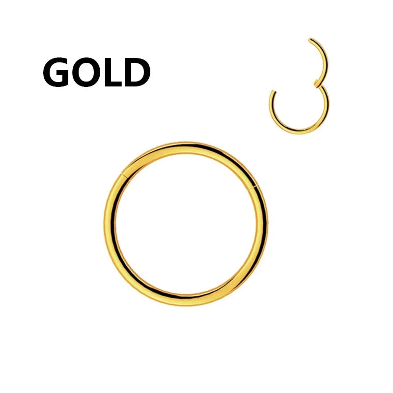 1PC Stainless Steel Nose Hoop Septum Piercing Clicker Hinged Segment Rings Lip Helix Daith Conch Cartilage Earrings Sexy Jewelry