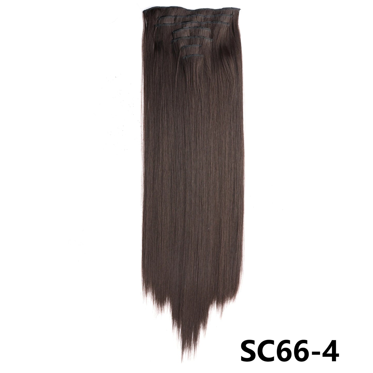 Long Straight Synthetic 16 Clips In Hair Extensions 7Pcs/Set High Temperature Fiber Black Brown Blonde Hairpiece For Women