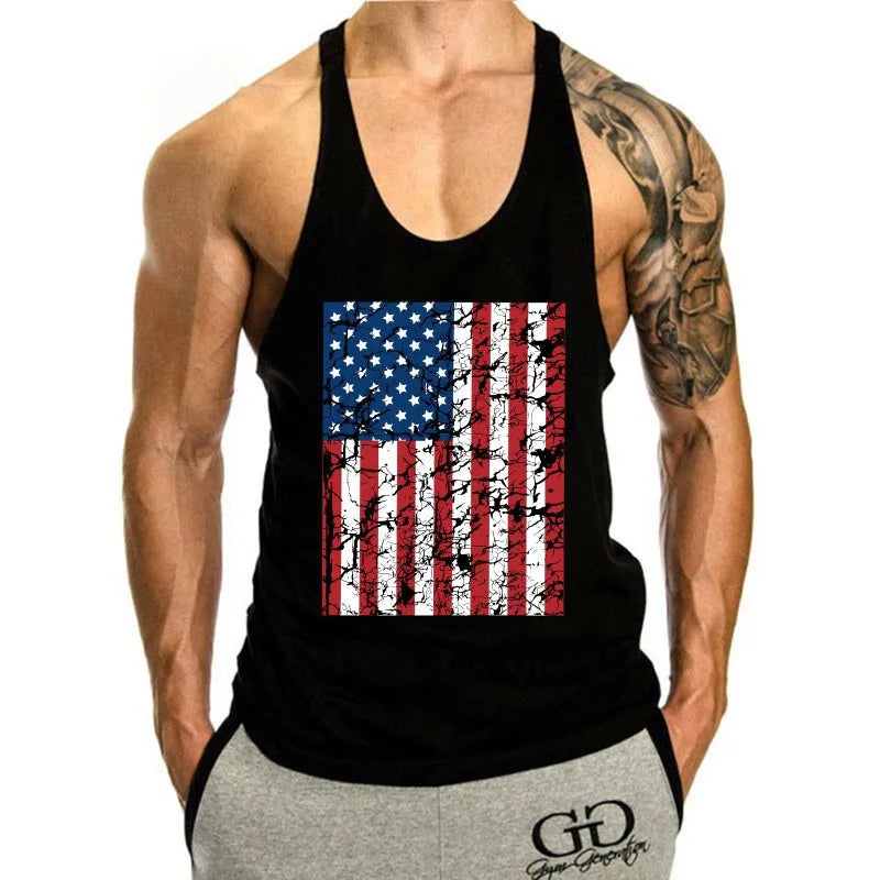 Summer Y Back Gym Stringer Tank Top Men Cotton Clothing Bodybuilding Sleeveless Shirt Fitness Vest Muscle Singlets Workout Tank