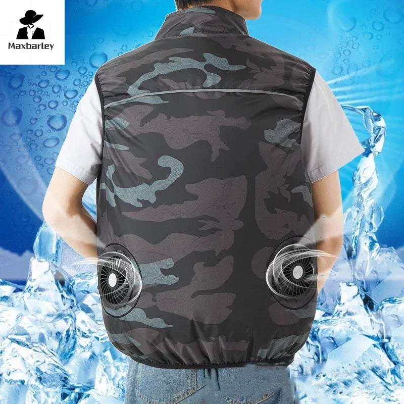 Summer Cool Vest Wearable Refrigeration Fan Vest Air Conditioner Clothes Outdoor Cooling Tactical Fishing Sleeveless Work Jacket