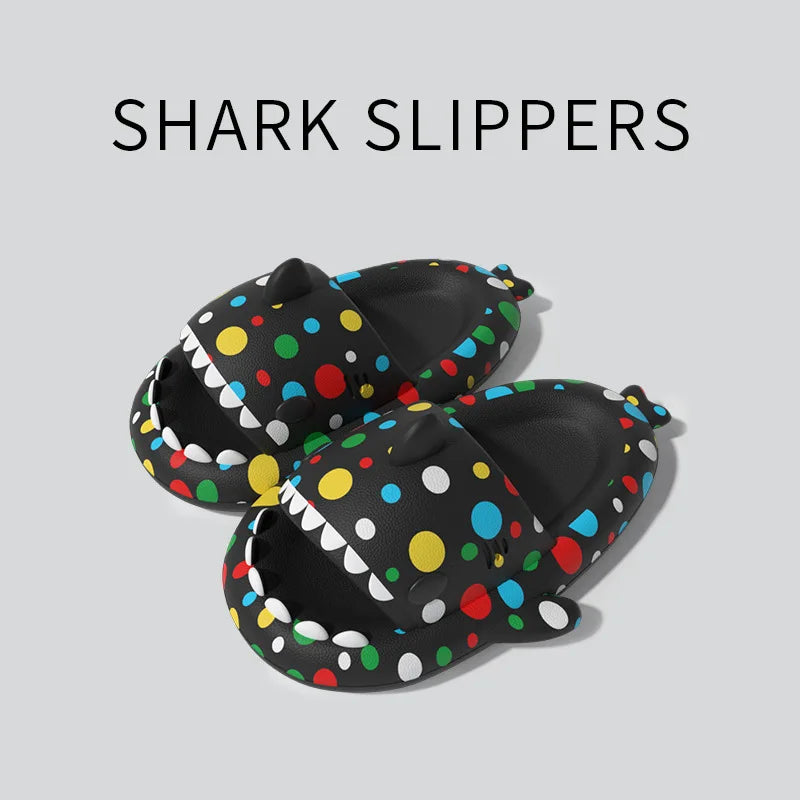 Women Shark Slippers Clapper flip flops House Cloud Platform Slides Summer Beach Sandals Men Male Shoes Fish Dot Cat Female