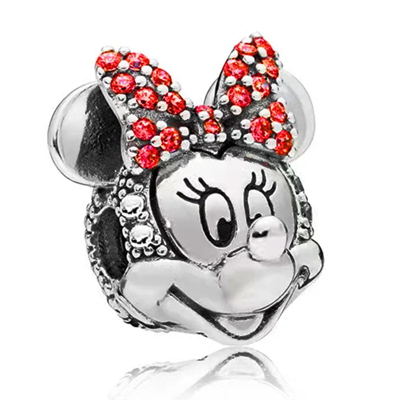 Disney Mickey Minnie Ice and Snow Princess Cartoon Series Pendant DIY Large Hole Zinc Charm Jewelry