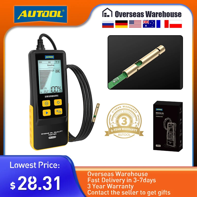 AUTOOL AS503 Engine Oil Tester with Digital Display for Auto Check Gasolin e & Diesel Car Engine POA Oil Quality Repair Tools