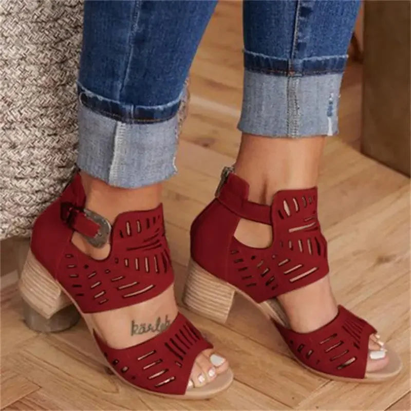 Women Wedge Mid Heel Summer Slip-on Buckle Ladies Shoes Artificial Open Toe Casual Wedding Pumps Sandalias Tailor-made Suits