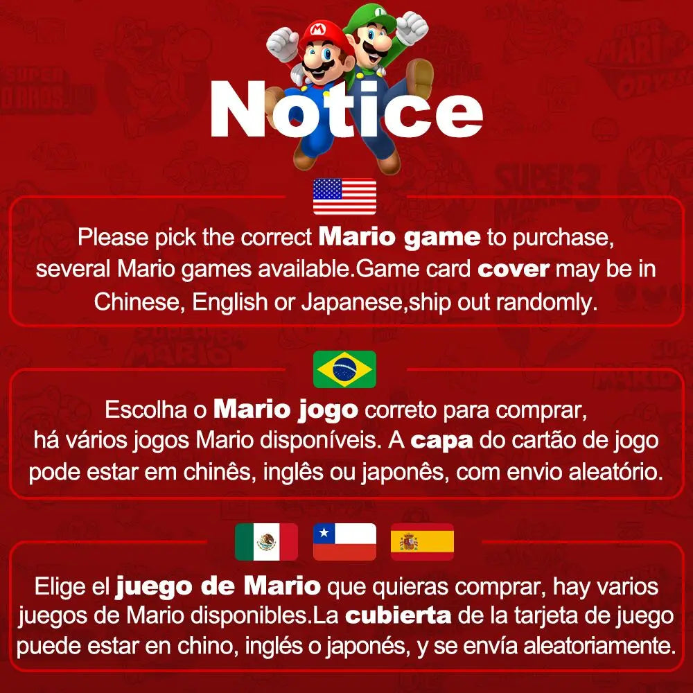 Super Mario Nintendo Switch Games Mario Bros Wonder Kart 8 RPG Mario Strikers Odyssey 3D World Fury U Deluxe Party Superstars