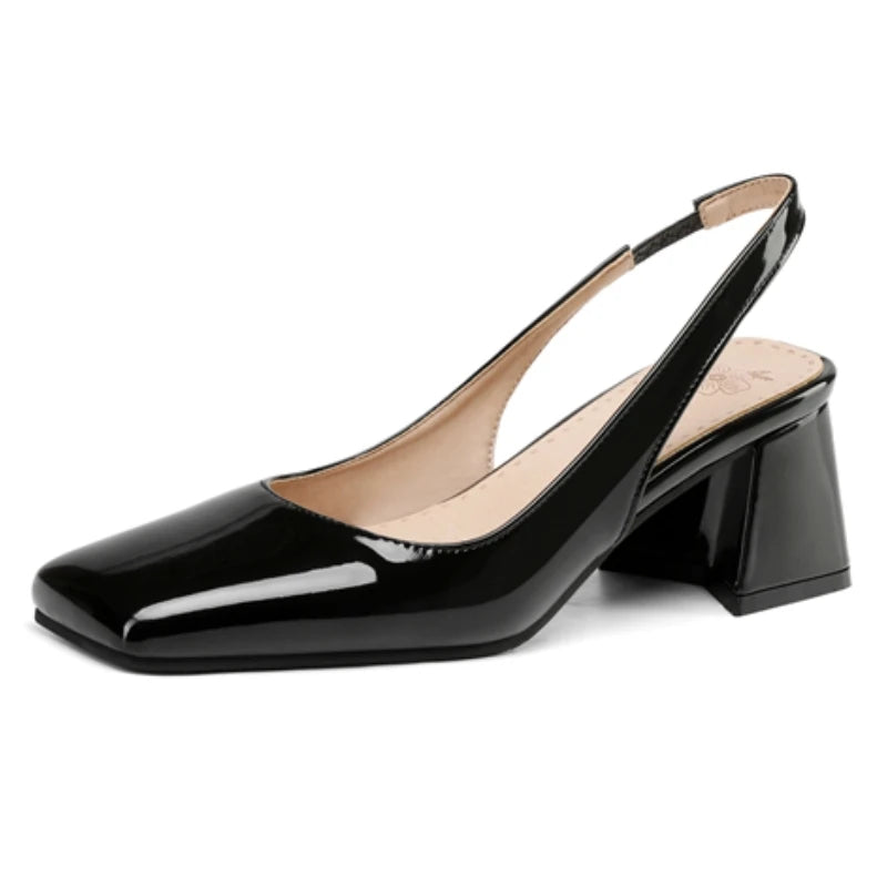 Women's Block Heels Pumps Shoes Elegant Summer Sandals Black Green Pink Close toe Slingback Office Wedding Dress Shoes Female