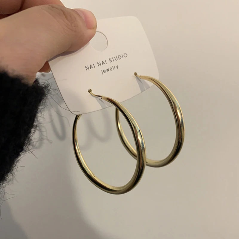 Metal Punk Style Oversized Large Hoop Earrings Twisted Big Circle Round Loop Earrings for Women Exaggerate Party Jewelry Gifts
