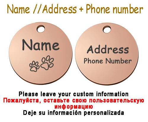 Personalized Pet Cat Dog Name Collar Accessories Circle Custom Engraved ID Tag Necklace Chain Charm Supplies For Dog Product