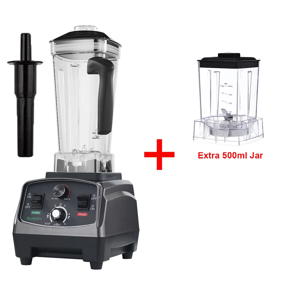 BioloMix 3HP 2200W Heavy Duty Grade Timer Blender Mixer Juicer Fruit Food Processor Ice Smoothies BPA Free 2L Jar