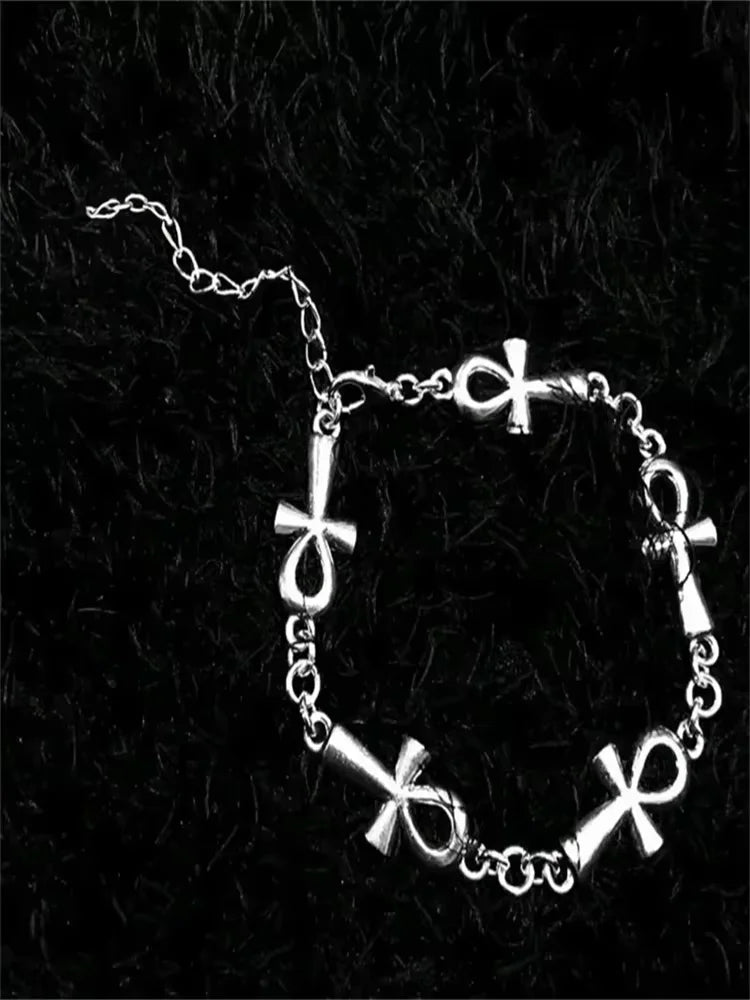 Ankh vampire Bracelet, Gothic, Cross Bracelet, vampire, religious jewelry, Victorian cross link bracelet,Wicca,Charm jewelr