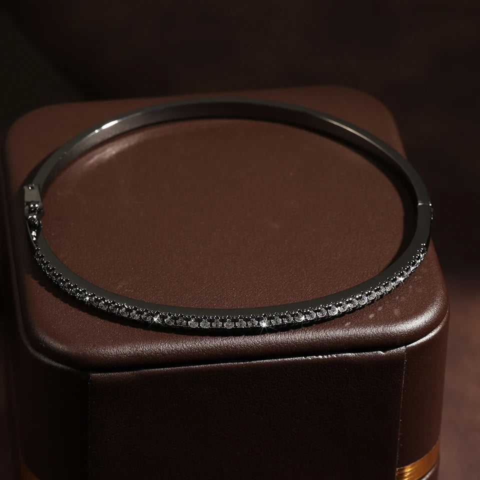 ZAKOL Simple Micro-inlaid Cubic Zirconia Bangle for Women Fashion Geometric CZ Bracelets Wedding Party Jewelry