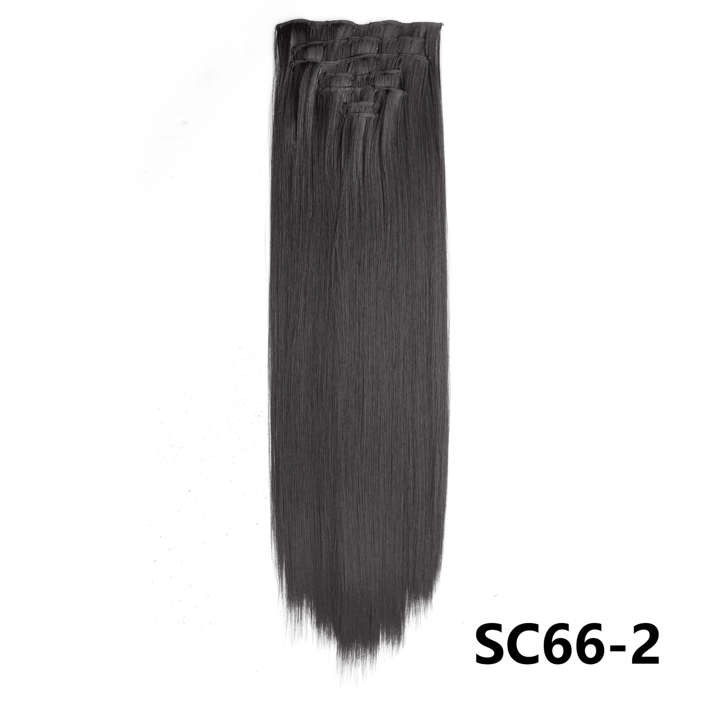 Long Straight Synthetic 16 Clips In Hair Extensions 7Pcs/Set High Temperature Fiber Black Brown Blonde Hairpiece For Women